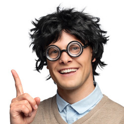 Pánská černá paruka Nerd